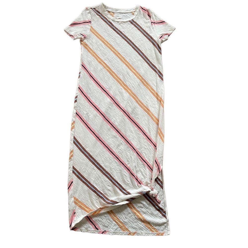 Lou & Grey Slub Knit Midi Dress Cream Stripe‎ size medium - Picture 3 of 14